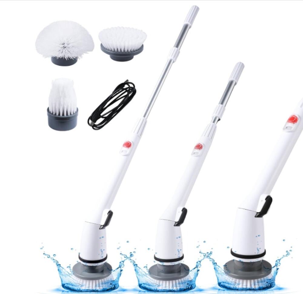 Cordless Electric Spin Scrubber, 380RPM High Speed,Fast Charging, 5 Brush Heads